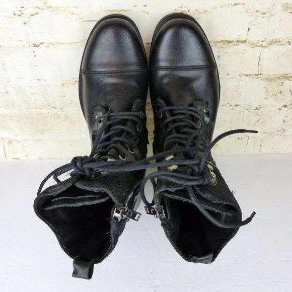 J75 Jump Deploy Combat Boots Men 8 Fit 9 Black Leather Lace Up Zip Military Moto - Picture 14 of 15